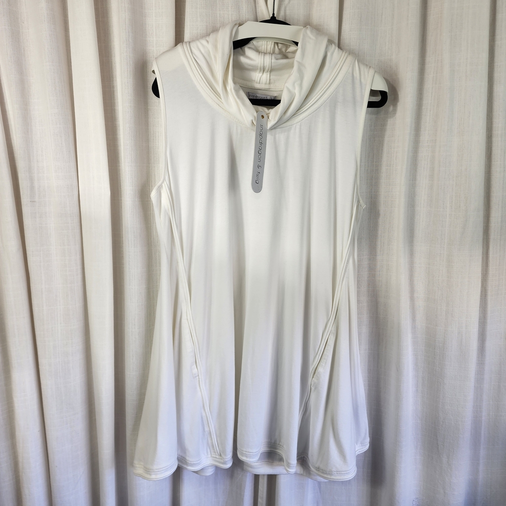 White Sleeveless Hooded Tunic Top - Brand Unknown